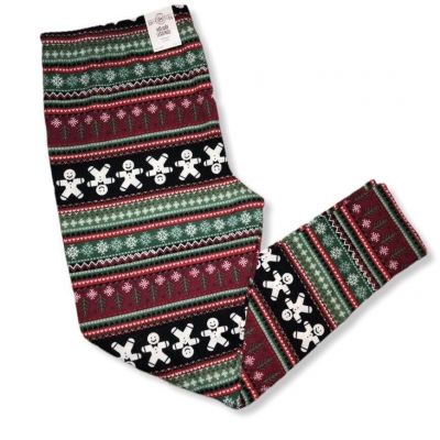 Juniors So Plus Size Hatchi Holiday Leggings Black Red Gingerbread Plus Size 1X