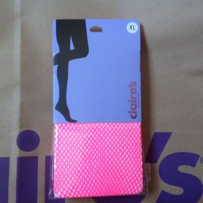 NWT Claire's Neon Pink Fishnet Tights SIZE XL