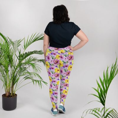 Hibiscus Floral All-Over Print Plus Size Leggings Flowers Plus Size Yoga Pant