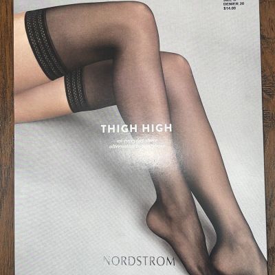 Nordstrom Women's Soft Taupe Pull-On Size B Thigh High Sheer Stay Up Stockings