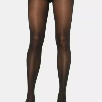 New Leg Avenue LA-0992 Black Opaque Tights Pantyhose With Cotton Crotch One Size