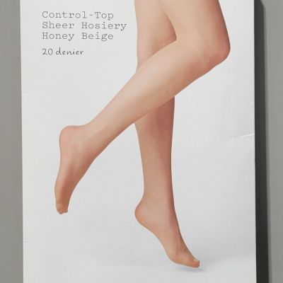 A New Day Women's Size S/M Honey Beige Sheer 20 Denier Control Top Panty Hose