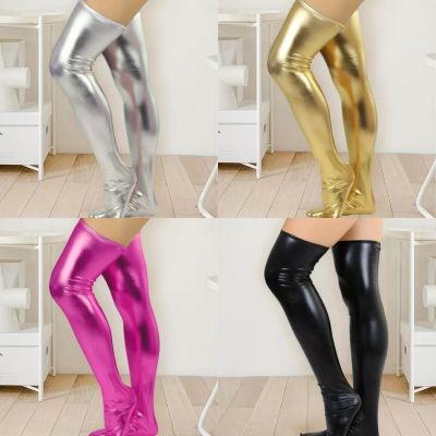 Sexy Solid Tigh High Glitter Over the knee Metallic Stockings Stretchy Party US