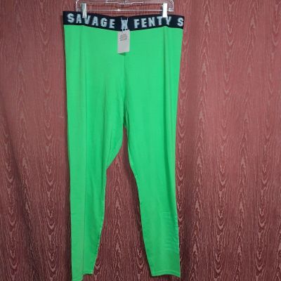 SAVAGE X FENTY JERSEY LEGGINGS SIZE 3X? GREEN ACCENT WORKOUT YOGA ATHLETIC PANTS