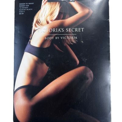 Victoria's Secret Body by Victoria Pantyhose Black SZ A Sheer to Waist Sheer Toe