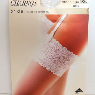 Charnos Bridal Stockings White 10 Denier Size Medium Brand New in Package