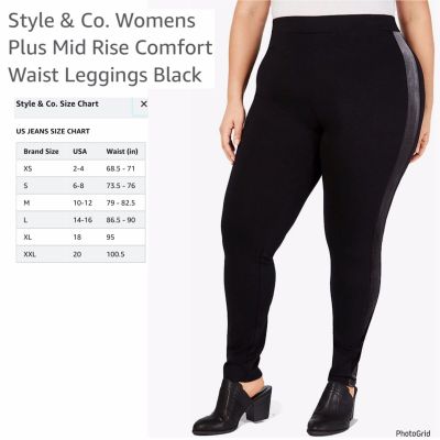 Style & Co. 22W Plus Size Black Mid Rise Leggings NWT