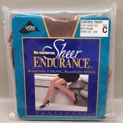 No Nonsense Sheer Endurance Pantyhose Control Top Size C Sheer Toe Rich Pecan