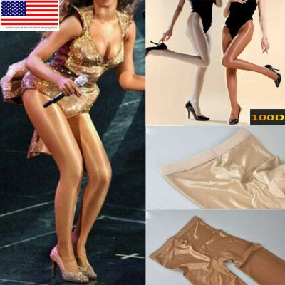 Plus Size Women Pantyhose Oil Shiny Glossy Dance Stocking Tights Sheer Hosiery