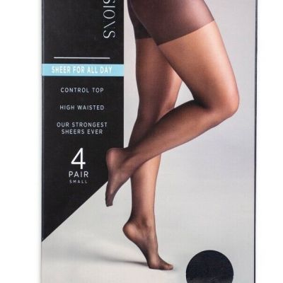 Silk Impressions 4 Pair Small Women's High Waisted Tights-Sheer For All Day