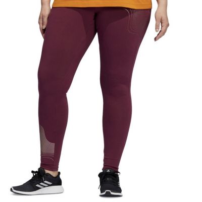 adidas Women’s Plus Size Holiday Graphic Leggings Victory Crimson Color Size 1X