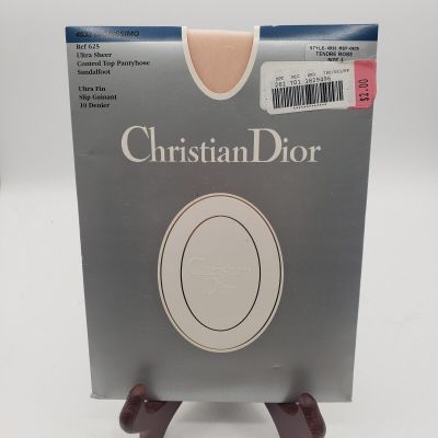 VTG Christian Dior Pantyhose Ultra Sheer Control Top Sandalfoot Sz 3 Tendre Rose