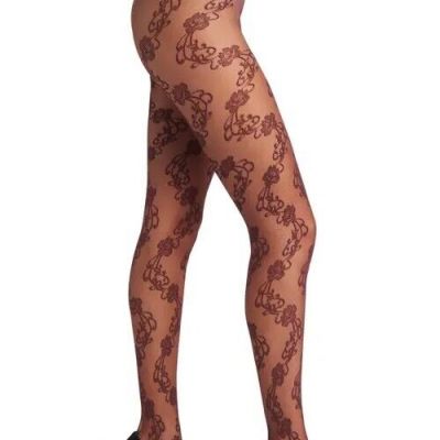 Oroblu lovely floral tights Small Bordeaux new in box