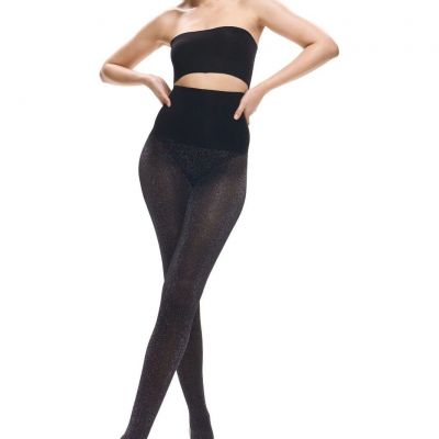Heist shimmer tights black-silver  P00431 US 6-8  New in box