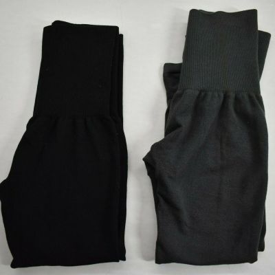 2 Yelete Women Black Elastic Waist Pull-On Comfort Fit Casual Leggings Plus Size