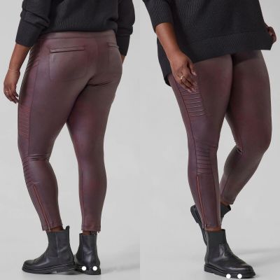 Athleta Delancey Moto Tight Leggings Plus Size 3X Chocolate Burgundy Gleam NEW