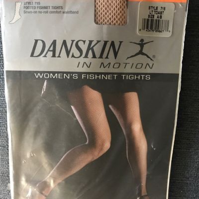 New Danskin Women's Fishnet footed Tights Lightweight # 715. Size A/B  LT Toast