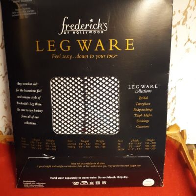 Frederick's of Hollywood Legware Fishnet Backseam Thigh High Stockings BLACK/M
