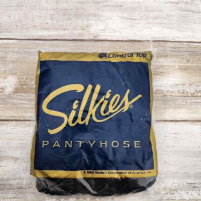 Silkies X- Tall Control Top Pantyhose NEW With Support Legs Jet Black
