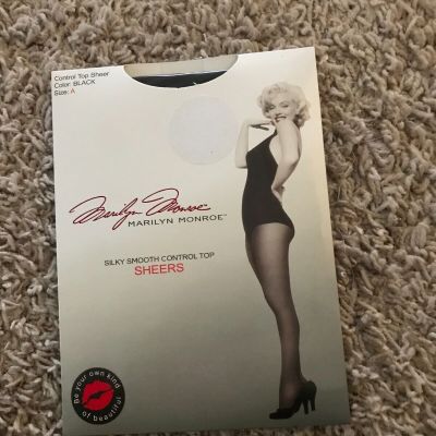 CONTROL TOP PANTYHOSE BY MARILYN MONROE   SIZE A BLACK   NEW/ SEALED  !!