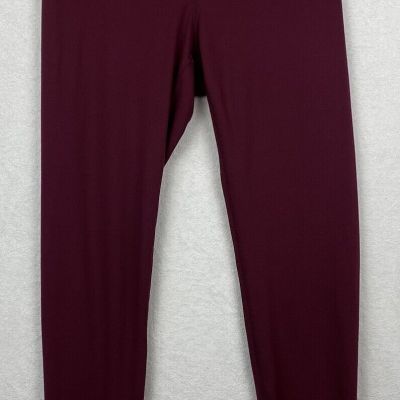 Womens Maroon 1XL Thick Stretch Poly/Spandex Leggings Workout Yoga Pant Fitness