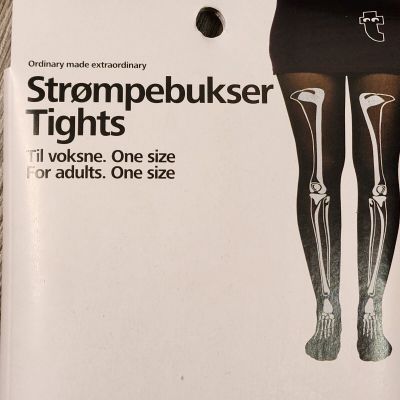 Skeleton Print Footed Tights One Size Semi Sheer Brand New Halloween and Beyond