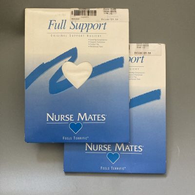2pk Nurse Mates Graduated Compression Full Support Pantyhose 6 mmHg White Size C
