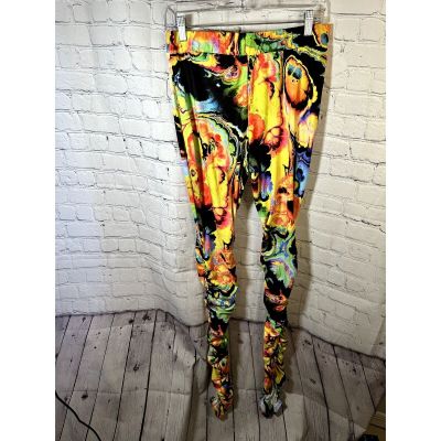 FASHION NOVA COLORFUL PRINT LADIES LEGGINGS WITH CINCHING ON SIDE - NEW WITH TAG