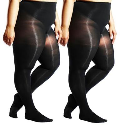 Plus Size Tights for Women, Ultra Large Up To 6x, 20 3X-4X Black Two Pairs