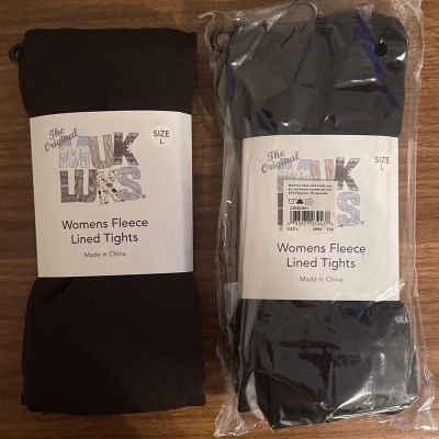 NEW 2 Pairs Of MUK LUKS Women’s Fleece Lined Tights Black Size Large