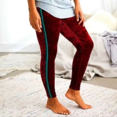 Aerie Leggings Red Velvet Pants Stripe High Waist Track Casual size XXL