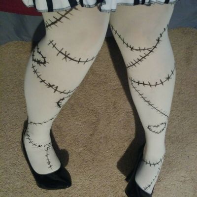 Tights with stitches Sally inspired. Plus size  32-48 Waist Band
