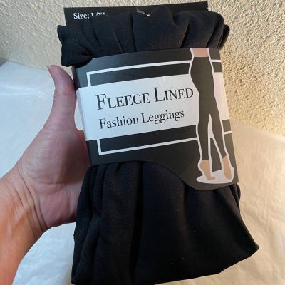 Fleece Lined Fashion Leggings L/XL, Black, Seamless
