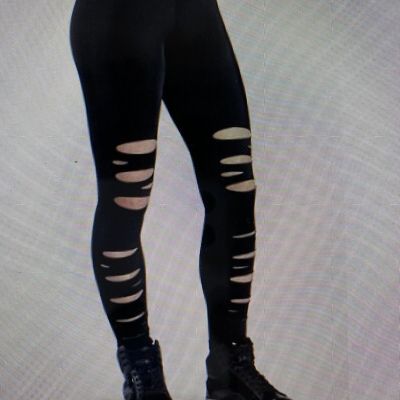 BALERA Dancewear Slashed Front  Style: MT10411, Black LEGGINGS, Size Adult SA