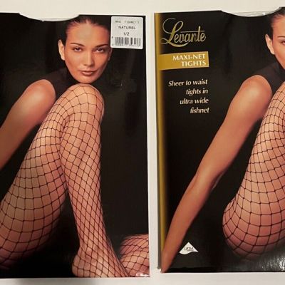 LEVANTE Maxi-Net Tights ultra wide fishnet stockings Nude / Naturel sz 1/2 Sml/M