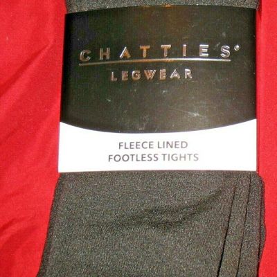 CHATTIES  - NEW - BLACK - 1X / 2X - FLEECE LINED - POLY STRETCH FOOTLESS TIGHTS