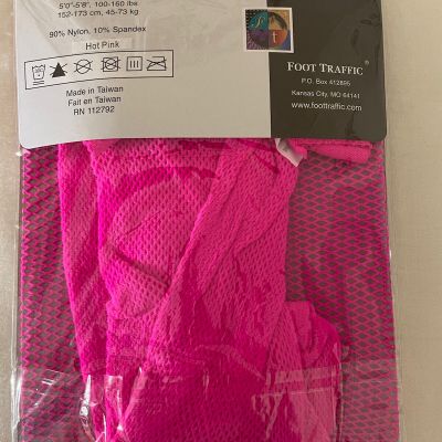 NWT Foot Traffic Fishnet Tights Fuchsia Hot Pink Or Black Stockings Free Ship