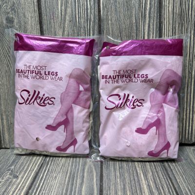 070519 Silkies Control Top Queen Ivory Pantyhose Lot Of 2