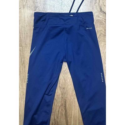 Nike Women’s Blue Capri Dri-Fit Gym Workout Leggings Logo Swoosh Size Medium