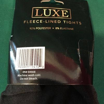 Luxe S/M or M/L BLACK soft fleece lined footed tights NEW