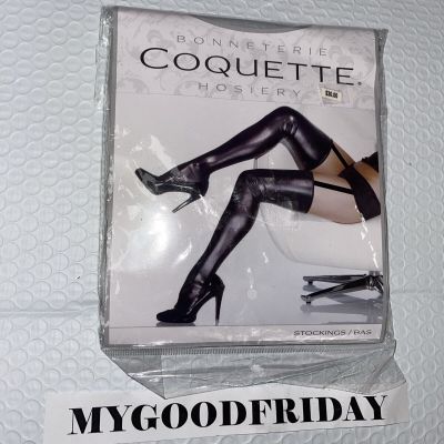 Coquette Thigh-High Wet Look Sexy Shiny Stockings Lingerie in Black Roleplay