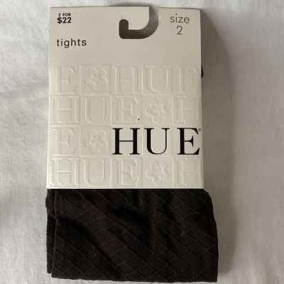 Hue Textured Diamond Tights w/ Control Top ~ Size 2 ~ Color Espresso