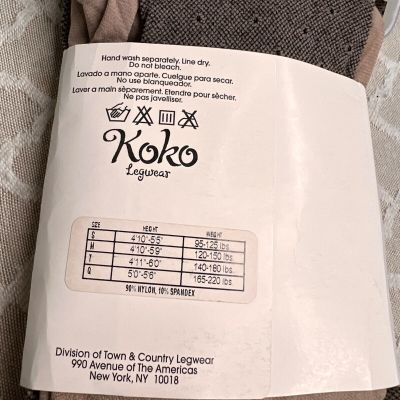 Koko Legwear Patterned Tights Black Criss Cross Nude Background size M NWT