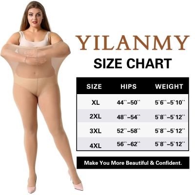 Yilanmy Women's 4 Pairs Plus Size Pantyhose 20 Denier Sheer Soft Tights Queen...