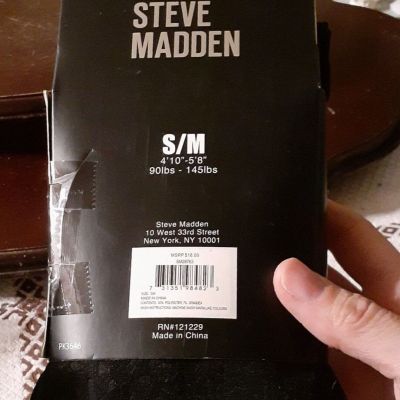 New Steve Madden Womens Tights S/M Black Fleece Lined Footless, black on black