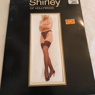 Shirley of Hollywood Lace Top Sheer Thigh Hi Style #6618 Panty Hose White 8.5-11