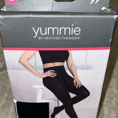 New Yummie By Heather Thomson Opaque Tights Black Sz Small
