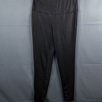 French Laundry Womens Leggings Pants Large Black Shiny Lightweight Semi Sheer
