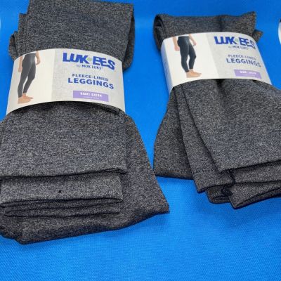 New LUK-EES by Muk Luks Womens Fleece-Lined Leggings Gray Size 1X/2X Lot  Of Two