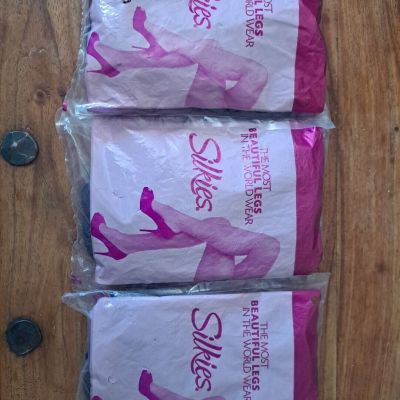 Silkies Control Top Pantyhose 070506 QUEEN X-Large Barely Black Lot Of 3